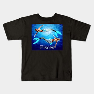 Pisces mermaids swimming in the sea Kids T-Shirt